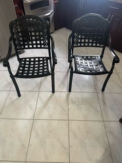 NEW Magic Union Set of 2 Cast Aluminum Patio Dining Chairs, All-Weather Stackable Outdoor
