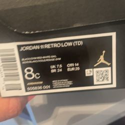 Jordan 11 Retro Low Size 8c Black  Good Condition Used 