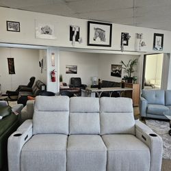 Fabric Recliner Sofa-Greymel 