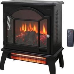 New 18" Electric Fireplace Stove Freestanding Fireplaces Heater with Realistic Flame Remote Timer