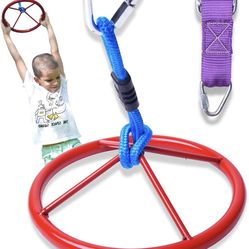 Ninja Wheel Obstacle 360° Rotatable Slackline Hanging Course 
