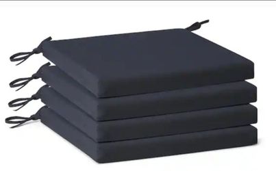 WESTIN OUTDOOR FadingFree (Set of 4) Outdoor Dining Square Patio Chair Seat Cushions with Ties, 20 in. x 18 in. x 2.5 in., Navy Blue