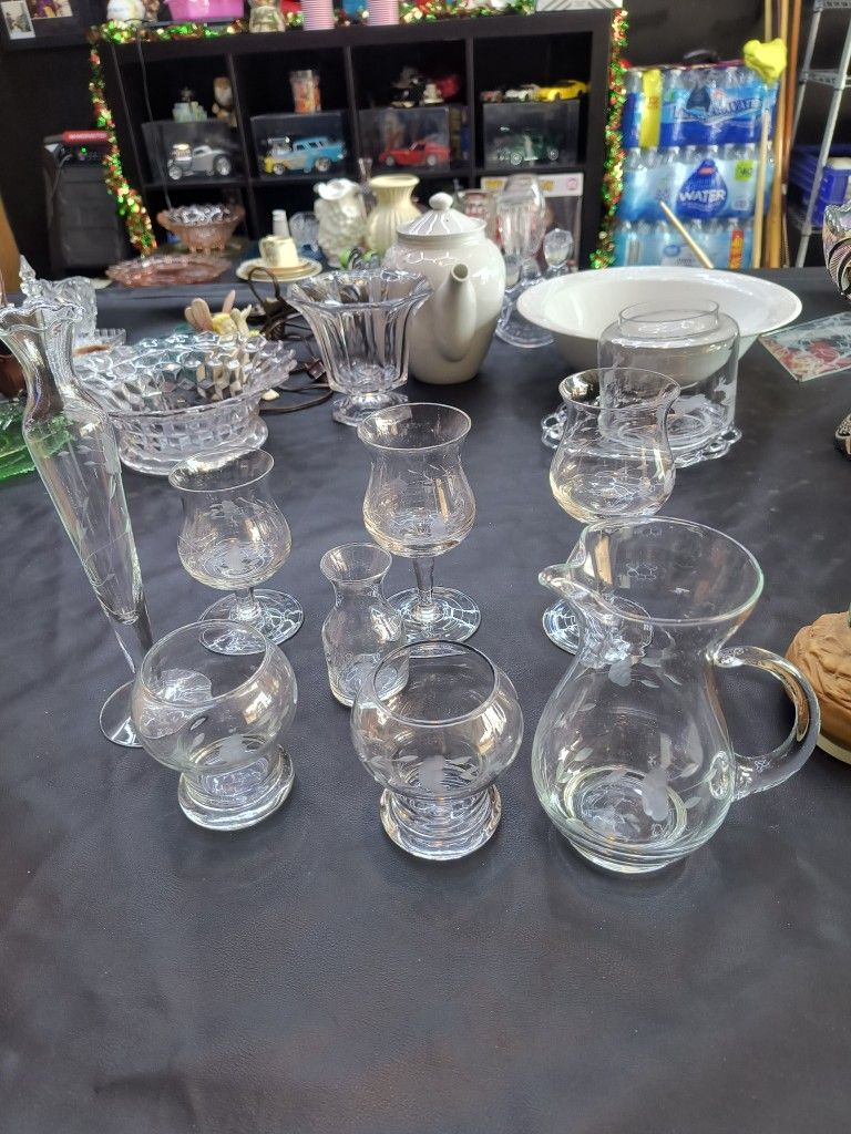 Vintage Princess House #041 Heritage Water/Juice Pitcher Glasses