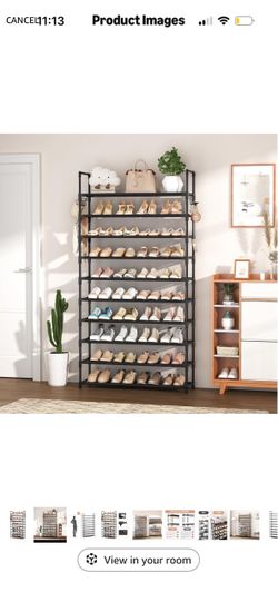 10 Tier Shoe Rack Tall Large Capacity Wide Organizer Sturdy Metal Shelf for Entryway, Closet, Bedroom