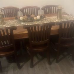 Heavy Wood Dining Table With 6 Chairs