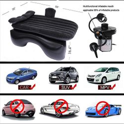 Car Bed, Camping Mattress for Car Sleeping Bed, Travel Inflatable Mattress Air Bed for Car Universal SUV Extended with Two Air Pillows, Black