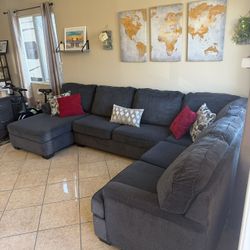 Beautiful Dark Blue / Grey Sectional Couch From Ashley Furniture 