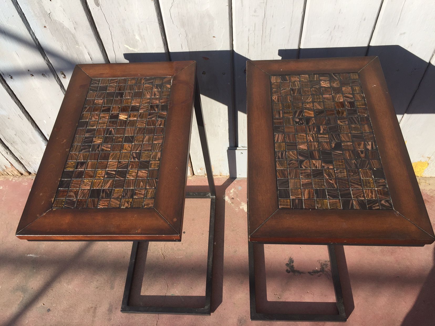 Two Side Tables In Good Condition Dimension tall 27 inches wide 18 x 12 inches