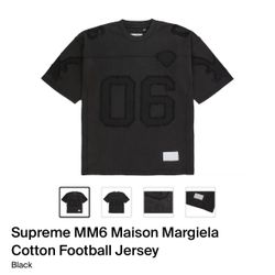SUPREME X MAISON MARGIELA COTTON FOOTBALL JERSEY BLACK  MEDIUM IN HAND