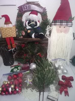 Nostalgic Bearded Santa Door Hanger Christmas Bundle 🎅 Wreath Ornaments Shelf Sitter Greenery