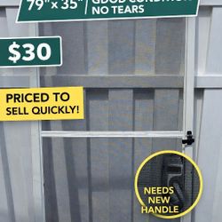 White Screen Door – 79” x 35” – Good Condition – No Tears