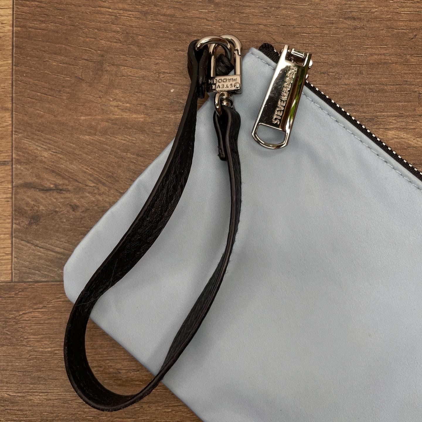 Steve Madden Light Blue Wristlet Clutch Purse with Strap – Zip Closure