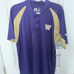 Mens Washington Huskies Polo Shirt, Size Large, Brand New