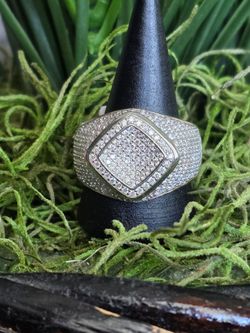 Men’s Moissanite Ring – Size 12 | Solid 925 Sterling Silver | Rhodium Plated
