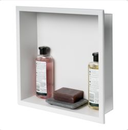 ALFI Brand ABNC1616-W 16" x 16" Matte Stainless Steel Square Shower Niche - White - Open Box