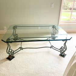 REDUCED! Stunning Rectangular Iron & Glass Coffee Table