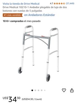 BodyMed Two Button Folding Walker with Wheels / Andador Plegable Ajustable