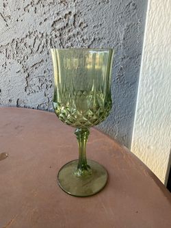 Set of 37 plastic Green Cut Glass Wine Goblet