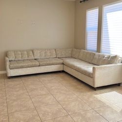 Joybird Eliot Chenille Sectional Sleeper | Royale Sand — Originally $6,300