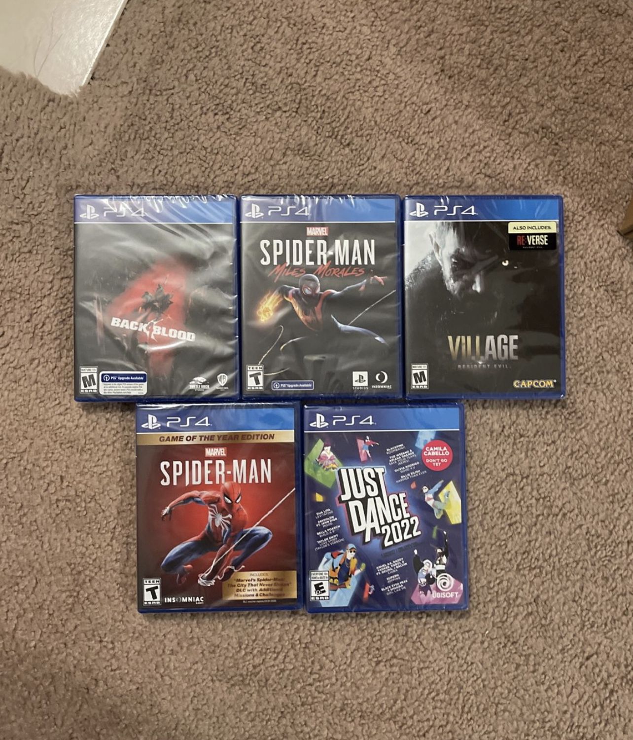 Playstation 4 PS4 Spiderman Miles morales Marvel Spider-man Game Of The Year Edition Resident Evil Village Just Dance 2022 Back Blood - Price for in Las Vegas, NV - OfferUp