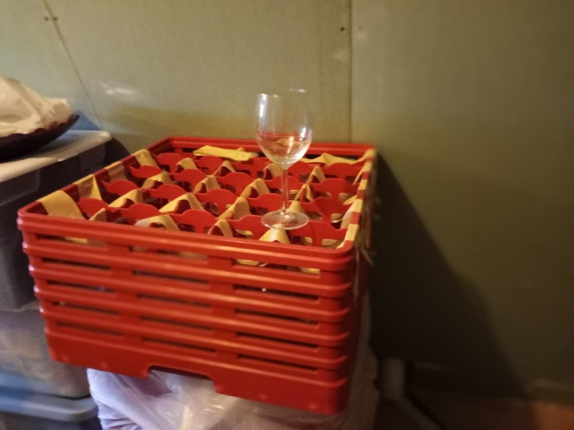 50 glasses of wine and 50 of Champagne  with storage Rack