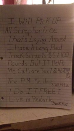 Free pick up any scrap warshers dryers frigadares anything scrap meatle