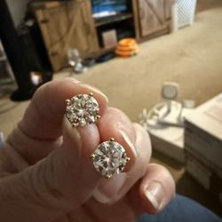 2 carat Moissanite gold over sterling silver earrings