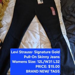 Levi STRAUSS -SIGNATURE GOLD- BLK Pull-On SKINNY JEAN - SIZE 12L/W31 L32-$10.00