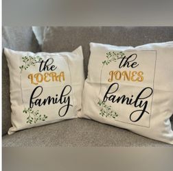 Personalized embroidered pillow cover