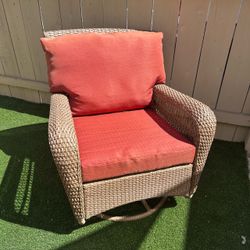Martha Stewart Living Charlottetown Swivel Patio Rocking Chair, Natural Wicker