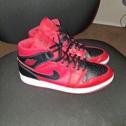 Red And Black Authentic Jordan 1s.