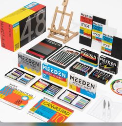 MEEDEN 72-Piece Acrylic Painting Set with Wood Tabletop Easel, 48 Paints