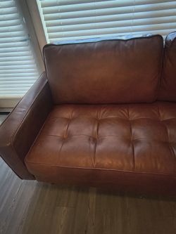 Brown leather couch