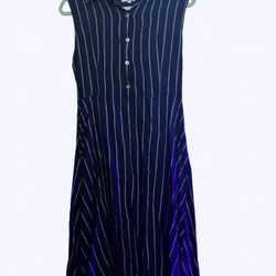 Italian-Made Blue & White Striped Summer Dress – Amalfi Coast Find - Size L