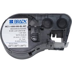 Brady MC1-1000-595-BL-WT, 131594 Indoor/Outdoor Label, 1 Cartridge of 25 Feet