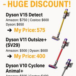 Under Retail - Dyson Vacuums BRAND NEW UNUSED V10, V11, V15