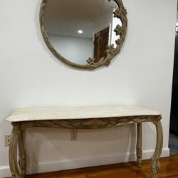 Victorian Marble Entry Table And Mirror