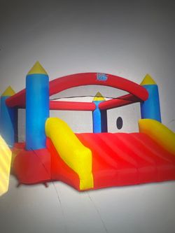 Action Air Bounce House Red Blue Yellow Inflatable Slide Castle