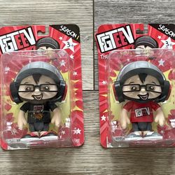 Set of 2 DUDDY Action Figures-The Big Fig! FGTeeV Season 1.  Red Shirt and Black Shirt.  NEW