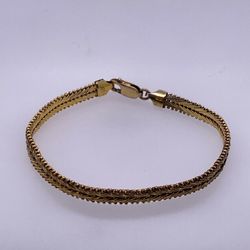 925 Sterling Silver Gold Plated Flat Tennis Bracelet