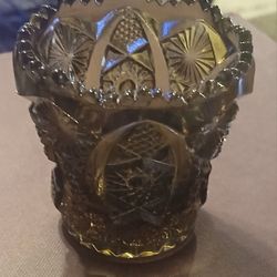 Vintage Glass Toothpick Holder Iridescent Glass