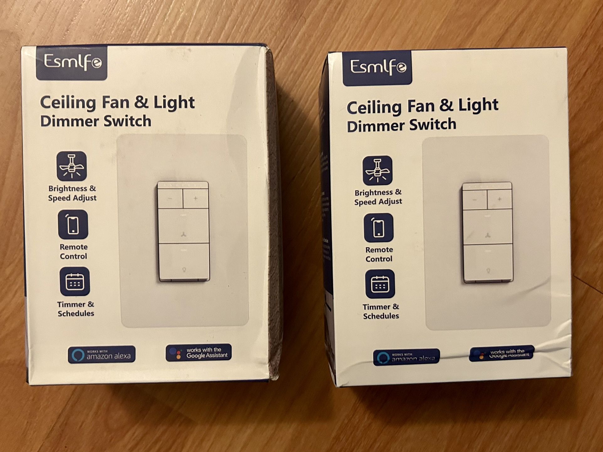 Two Esmlfe Ceiling Fan and Light Dimmer Switches