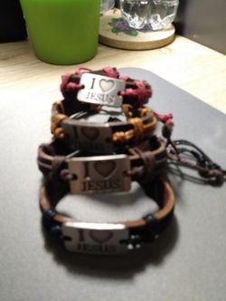 New hand made leather bracelets with stainless steel