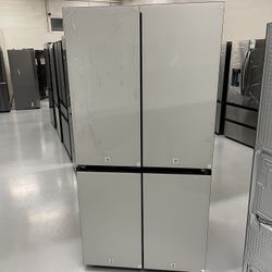 White Glass Bespoke Fridge 4 Door Water Ice New 