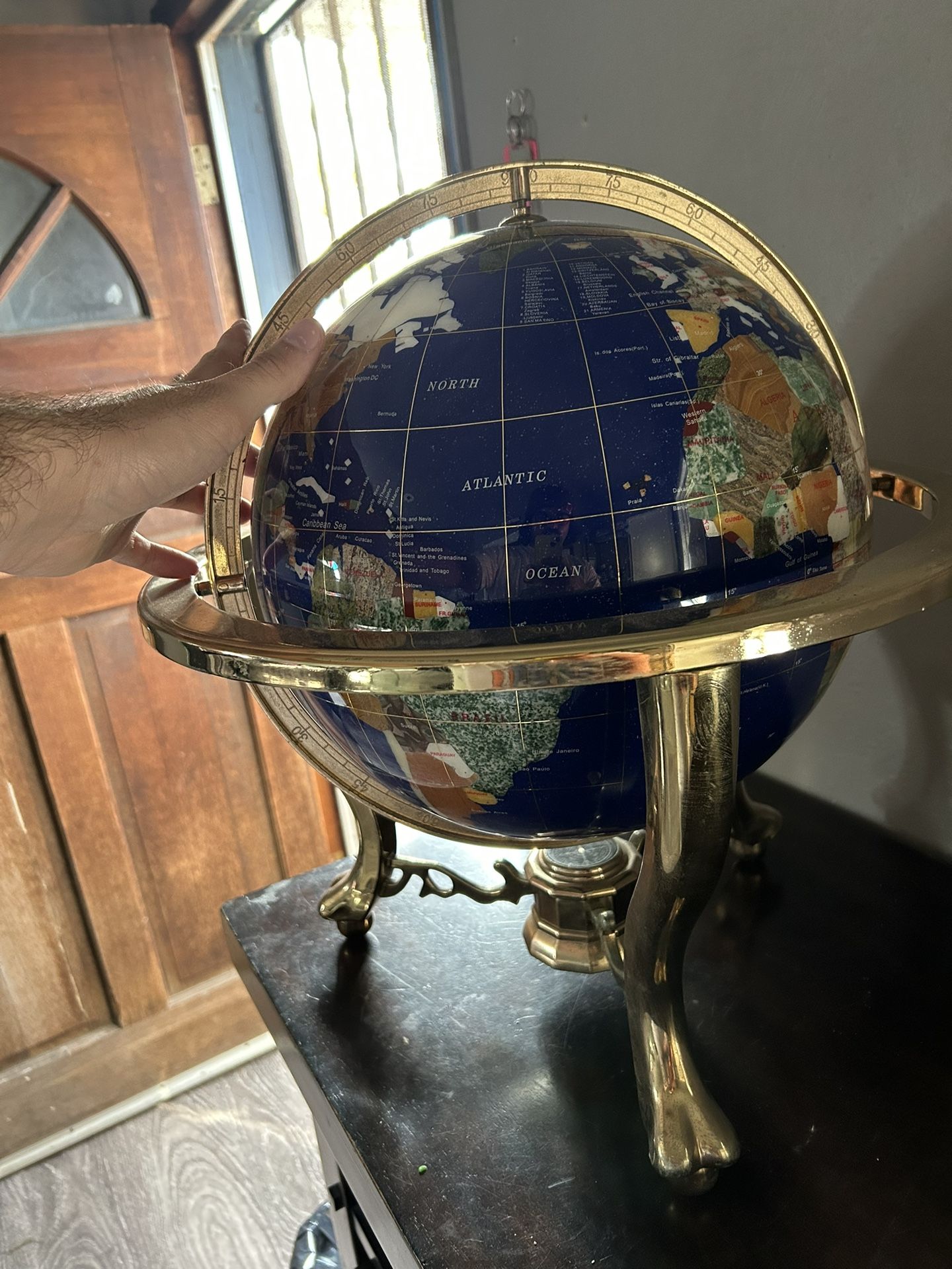 Lapis Gemstone Globe 21-inch Tall 