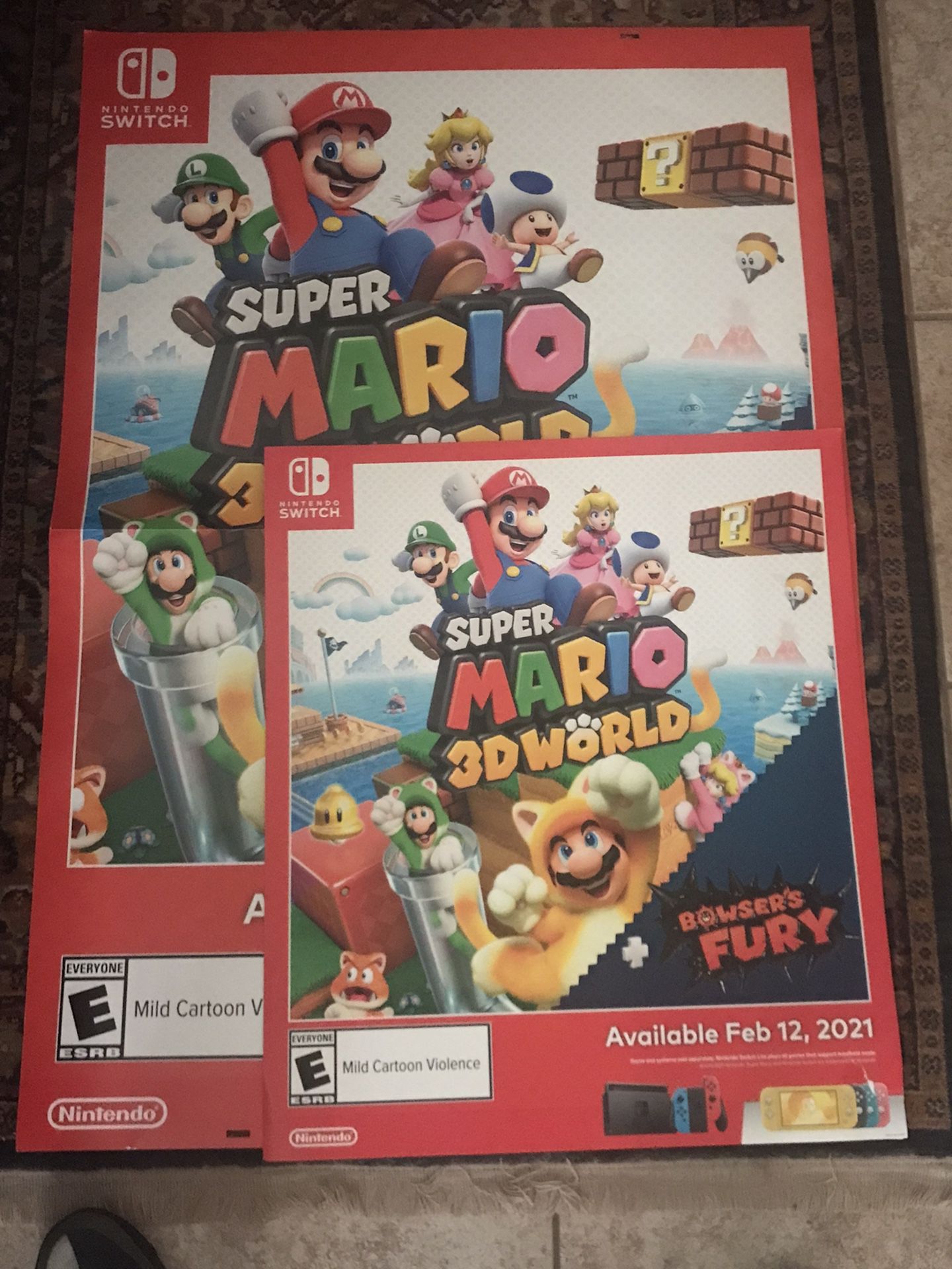 Super Mario 3D  World  + Bowser’s Fury GameStop Posters ( Info In Description )