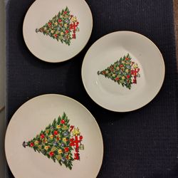 Antique Christmas China Set Gold rimmed