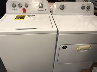 New scratch and dent whirlpool washer and dryer set. 1 year warranty