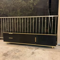 Tv Stand Black With Gold Trim 