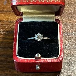 14k White Gold .50 CWT Genuine Diamond Solitare Engagement Ring 